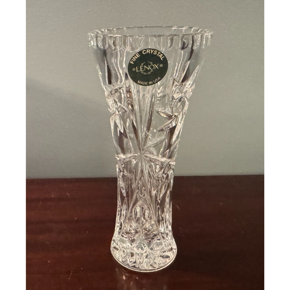 Lenox Crystal Star Vase 6 Inch Made in USA With Box & COA Holiday Christmas